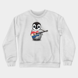 Baby Penguin Playing Paraguay Flag Guitar Crewneck Sweatshirt